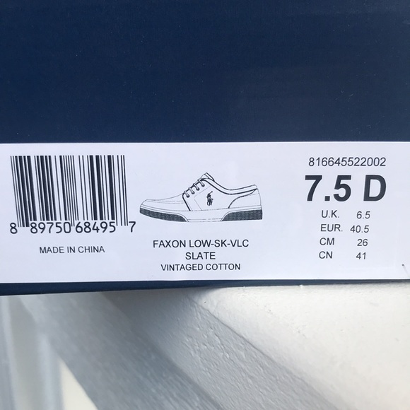 NWOT Ralph Lauren Polo Faxon low-sk-vlc slate Sz 7.5 D Unisex - Picture 9 of 10